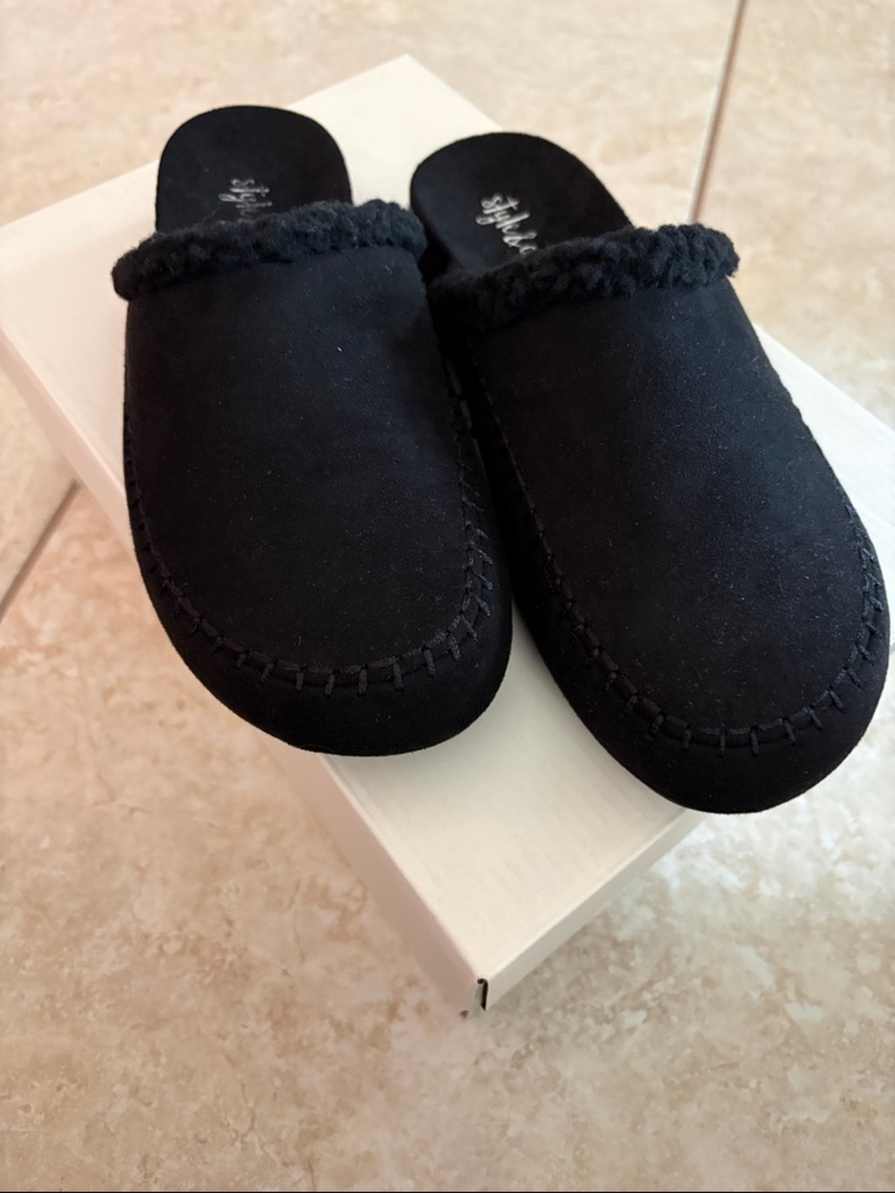 Style & Co. Black Faux-Suede Slip-On Mules